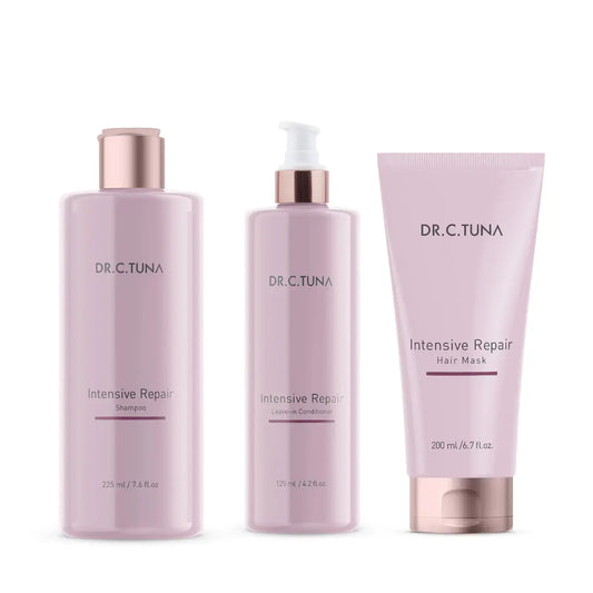 DR. C. TUNA Intensive Repair hair care products on a white background